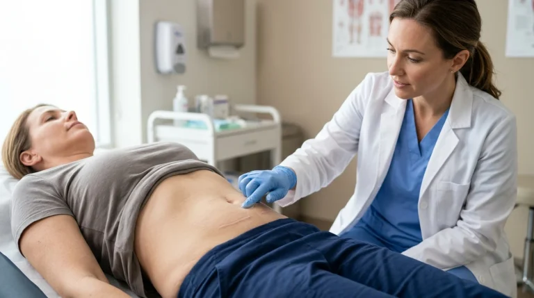 Jizva po laparoskopické operaci žlučníku na břiše